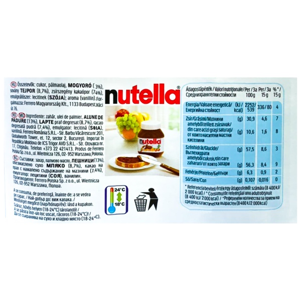 Borcan Nutella- 750g- Cremă de Alune de Pădure cu Cacao - imagine 2