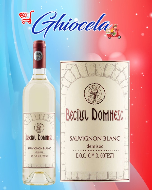 Beciul Domnesc Sauvignon Blanc vin alb demisec 11.5% alcool 0.75 L