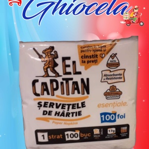 Servetele de masa El Capitan albe 25x25 cm,