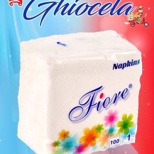 Fiore Servetele de masa albe 25x25 cm, 100 buc