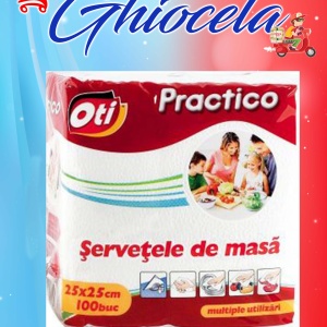 Servetele de masa Oti albe 25x25 cm, 100 buc